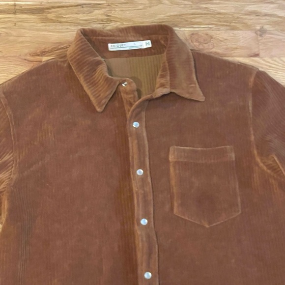 Criquet Brown Corduroy Casual Button Down Shirt with Pearl snaps - Picture 6 of 7